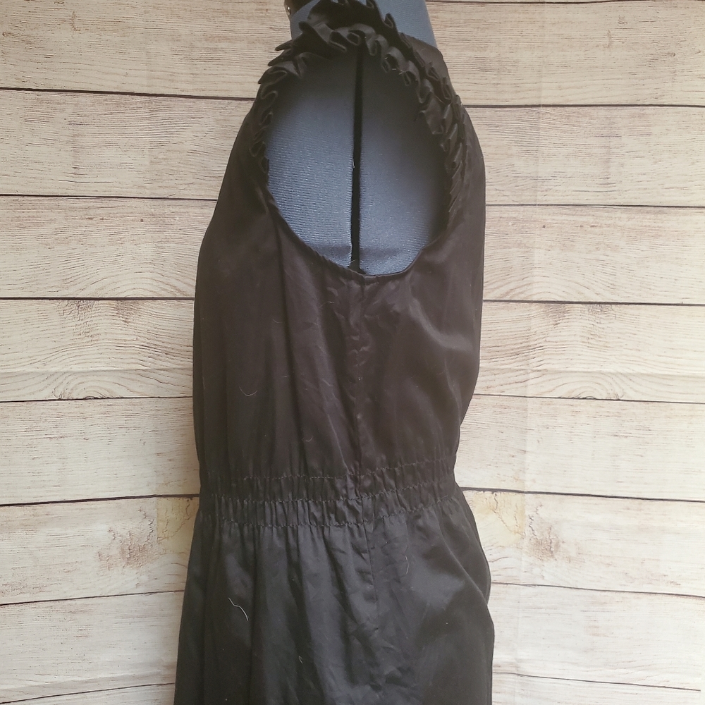 Little Black Dress Skater Mini Dress Plain Ruffle Elastic Waist - Picture 5 of 6